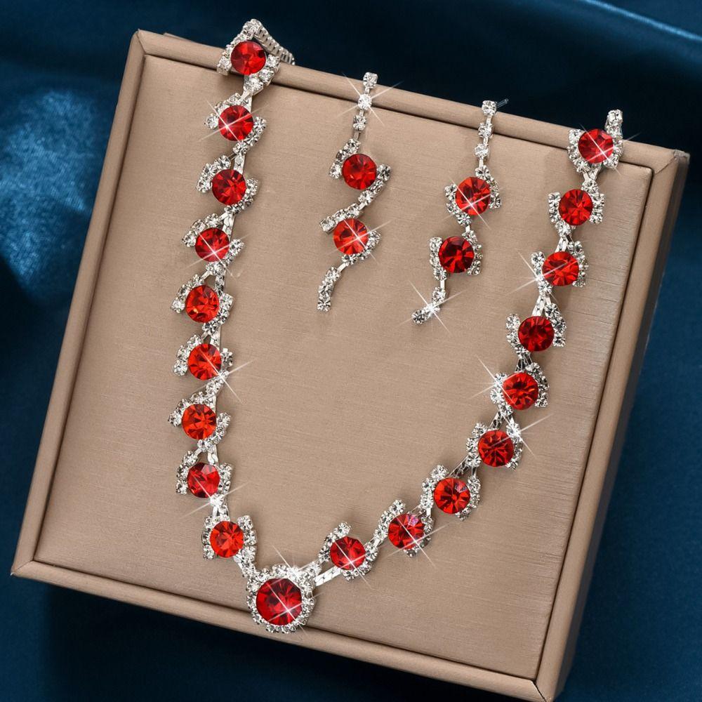 Claw Chain Rhinestone Jewelry Set Crystal Necklace Wedding Party Earrings  Banquet