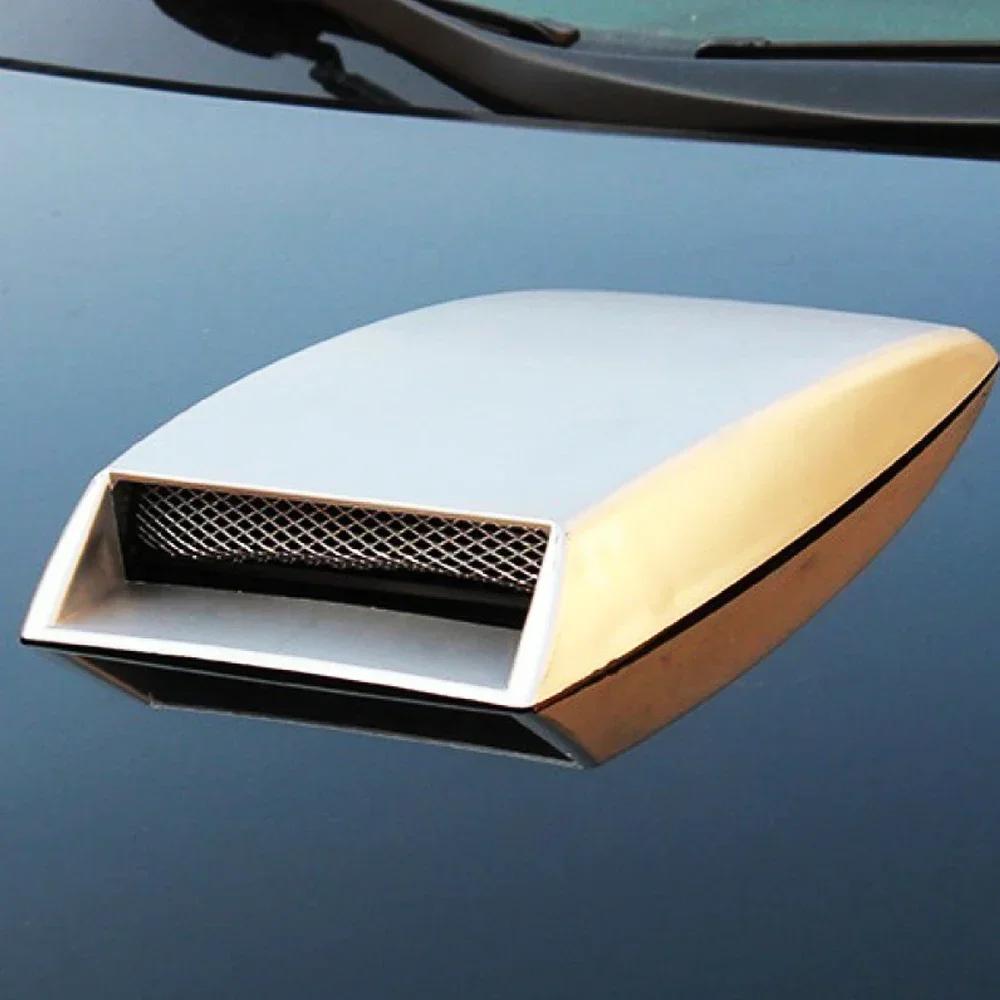 1Pcs Universal Car Decorative Air Flow Intake Hood Scoop Bonnet Supply Vent Sticker Cover Hood Universal Car Accessories bianco