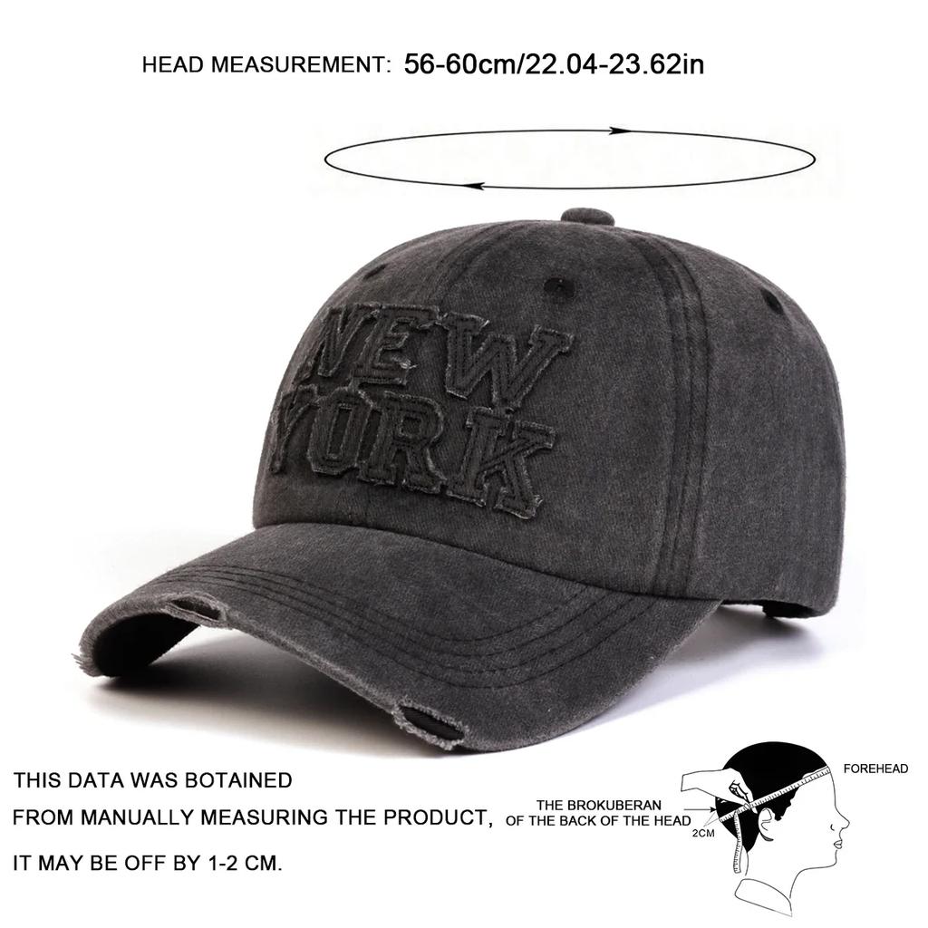 Unisex New York Stickers Embroidery Wash Baseball Caps Spring Autumn Outdoor Adjustable Casual Hats Sunscreen Hat Sports Cap