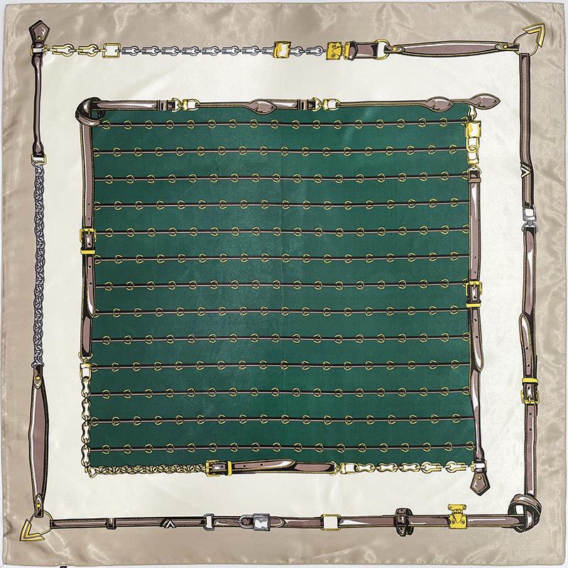 

Высококачественные роскошные шелковые шарфы, повязка на голову, шарфы, шейный шарф для женщин, шелковый шарф с цепочкой, женская декоративная шаль 90*90cm