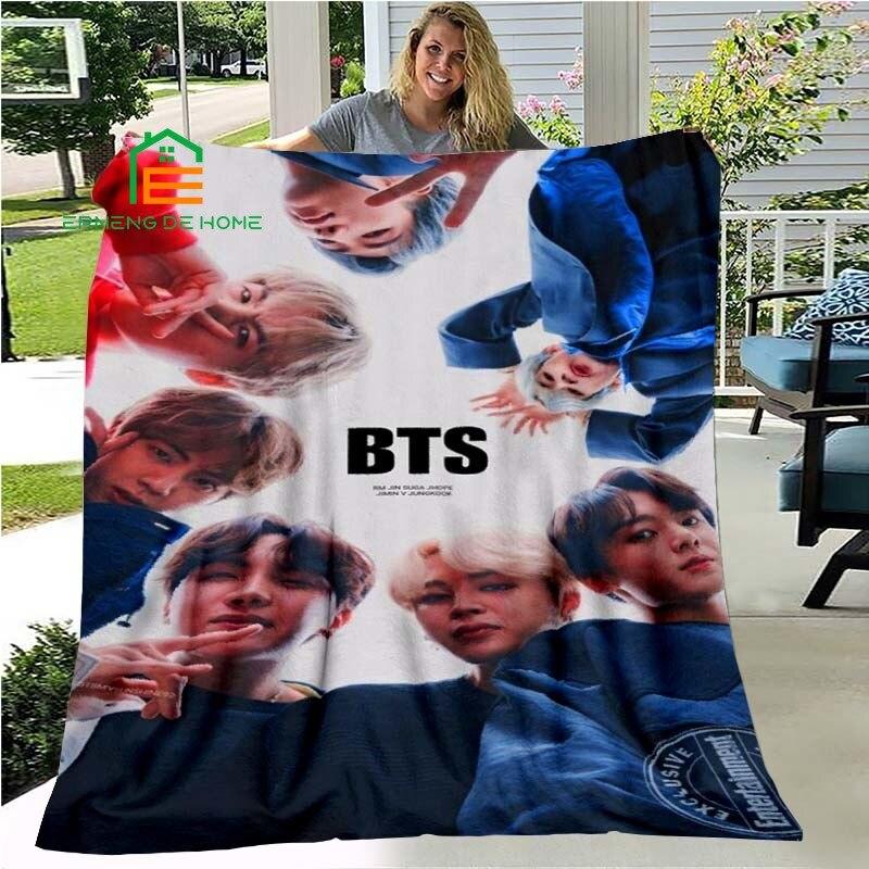 Kpop Hvězda Bangtan Flanelová deka Teplá deka pro domov, piknik, cestování, letadlo, kancelář a pro dospělé, děti 5 velikostí