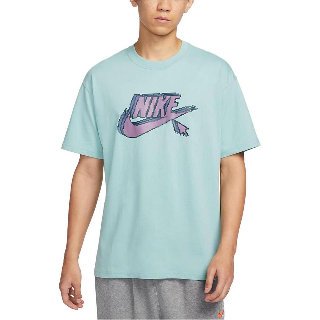 Nike Roupa Esportiva Estampa de Logotipo de Letra Solta Manga Curta Camiseta Masculina Tops Mineral FD1297-309