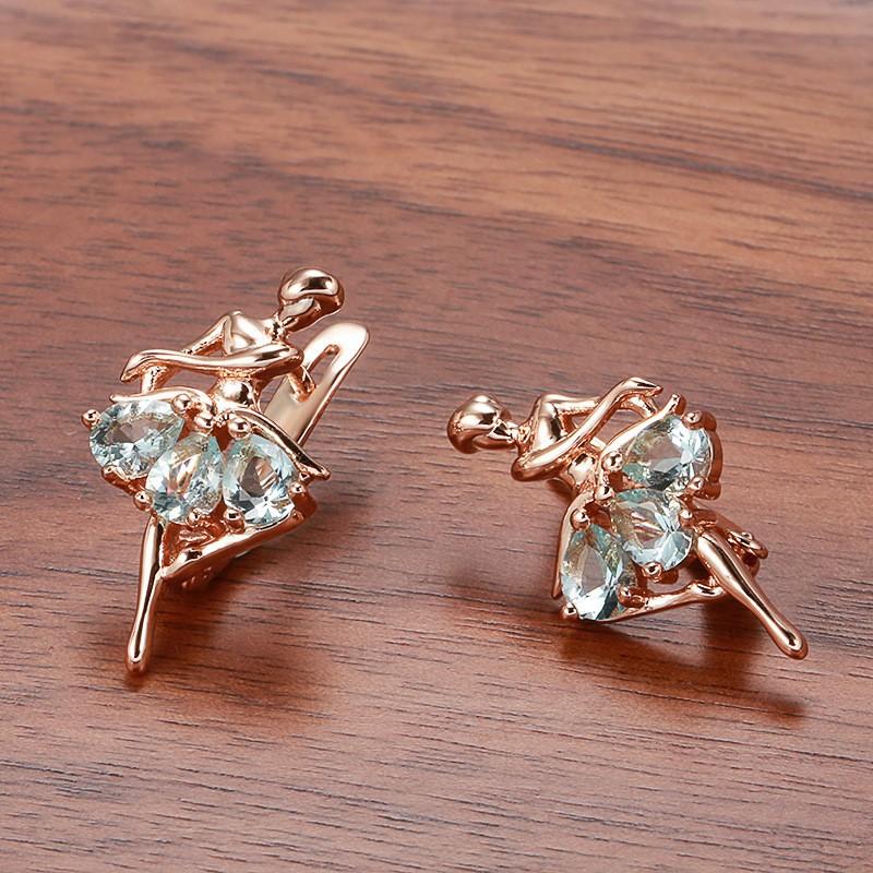 585 Ballet Girl, Earrings, Wind Power Copper Zircon, Personality Trend Earrings