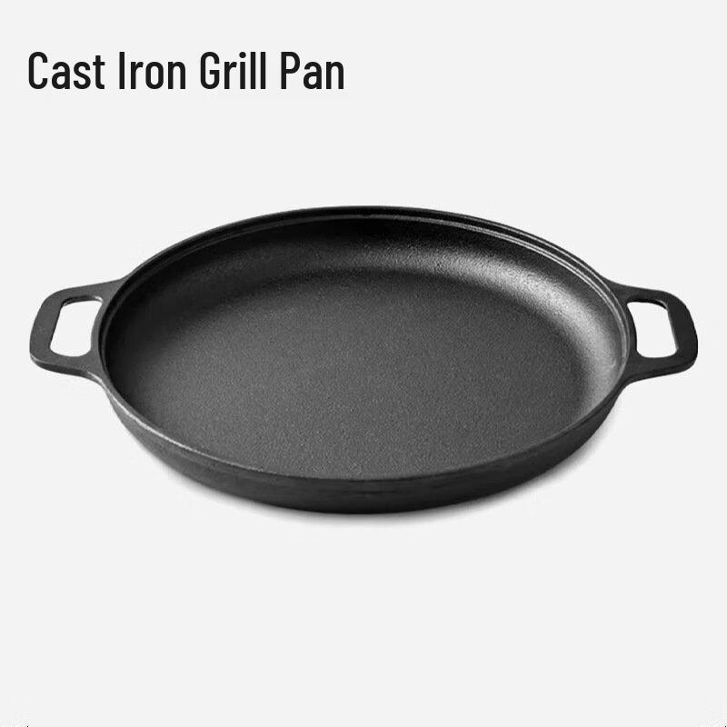Wutuo Cast Iron Double-Handle Flat Griddle Pan