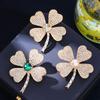 New green zircon four-leaf clover brooch women's high-end blazer high-end corsage clothes collar silk scarf buckle