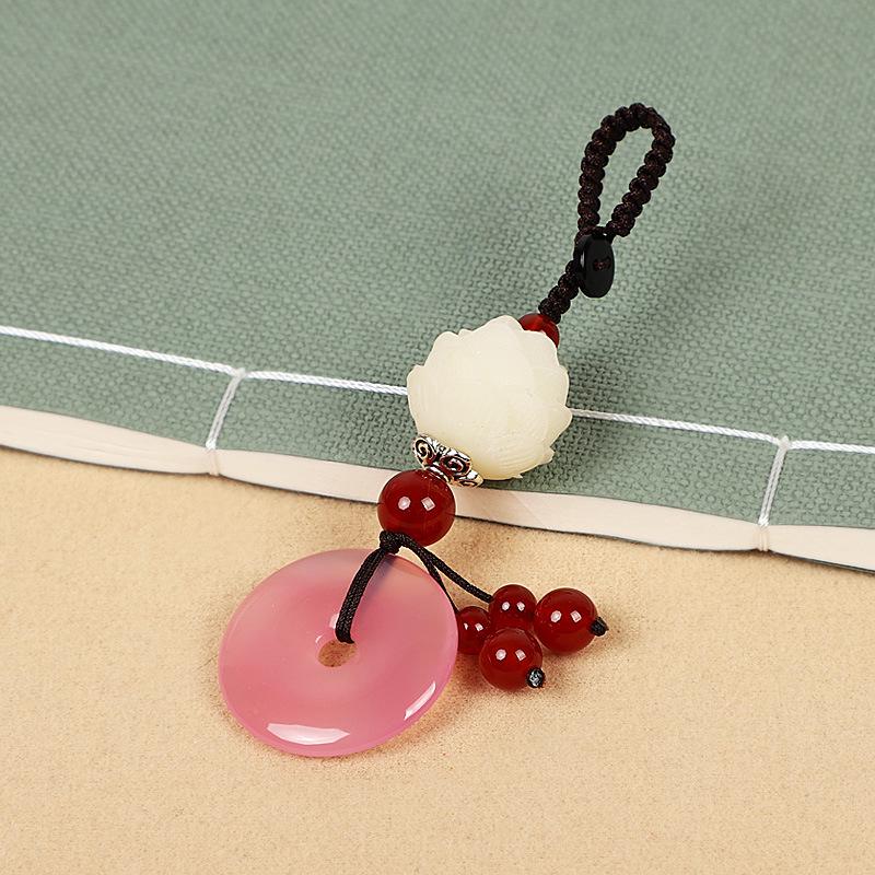 Bodhi Lotus Agate Peace Buckle Keychain Pendant