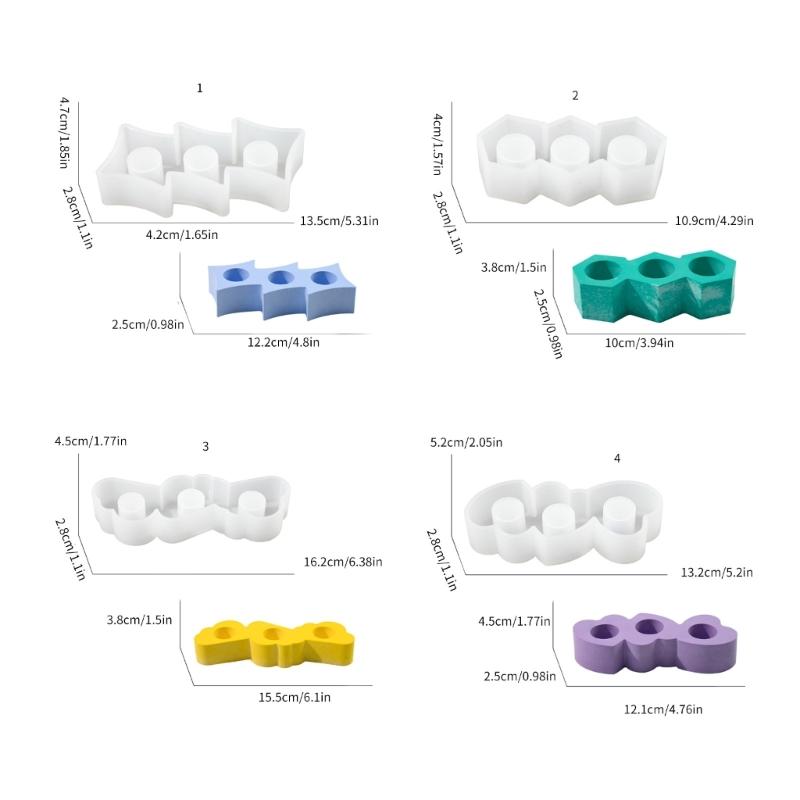 3 Hole Candle Holder Mold Flower Heart Candlestick Silicone Mould Concrete Resin Cast Molds for Wedding Valentines Day