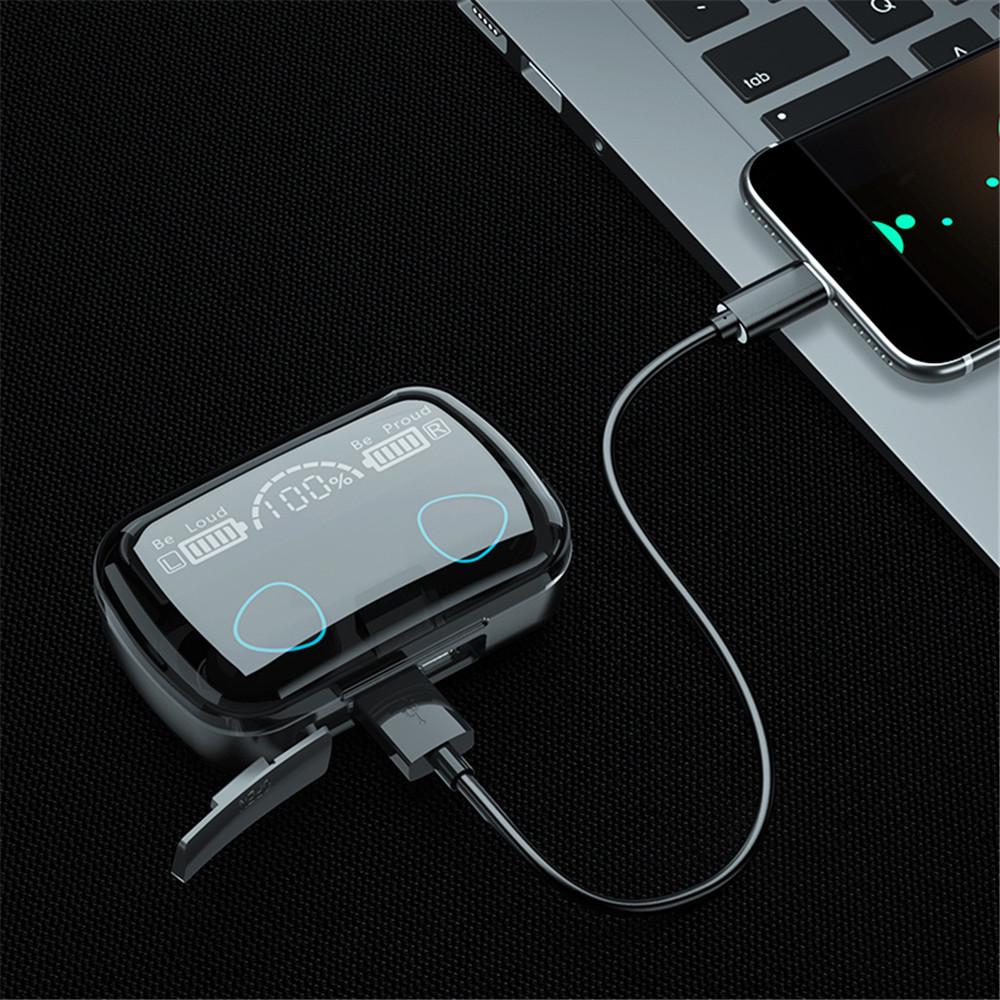 Wireless Bluetooth 5.1 Headphones HiFi Stereo Earphones Waterproof Noise Reduction Earbud LED Display Headsets Charge Your Phone