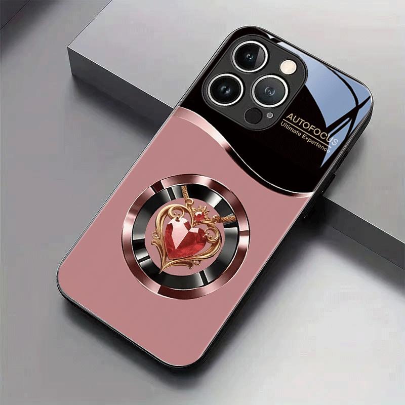 

Modern Rose Gold Heart for iphone 17 pro max cover mobile phones Glass Phone Case for iPhone 17 16 15 14 13 12 11pm Pro Plus iPhone 11 Pro Max