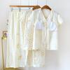 2026 New Women's Spring/Summer Pajama Set 100% Cotton Crepe Short Sleeve Pants with Chest Mat Two Piece Set Large Home Clothes