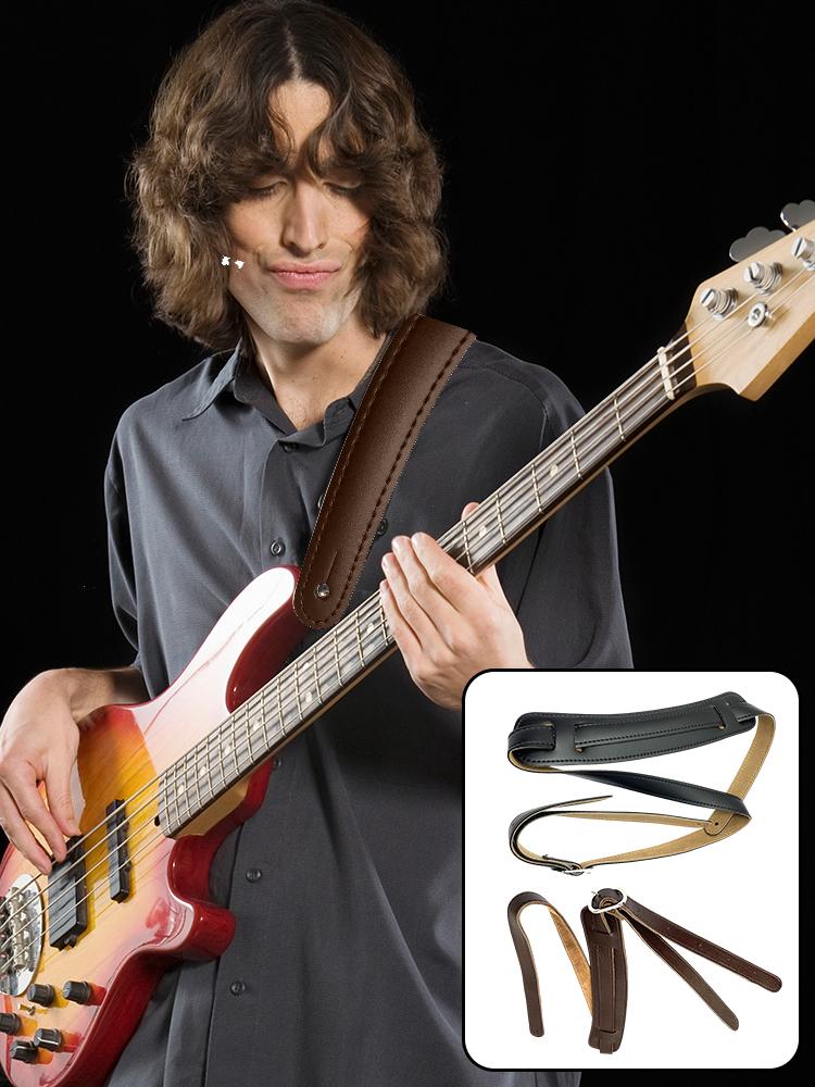 Leather Padded Strap Adjustable Length Folk Guitar Strap with Shoulder Pad Electric Guitar Strap for Acoustic Electric Folk Bass