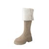 Lapel two wear autumn and winter new knee boots women's snow boots fleece thickened large tube circumference to keep warm