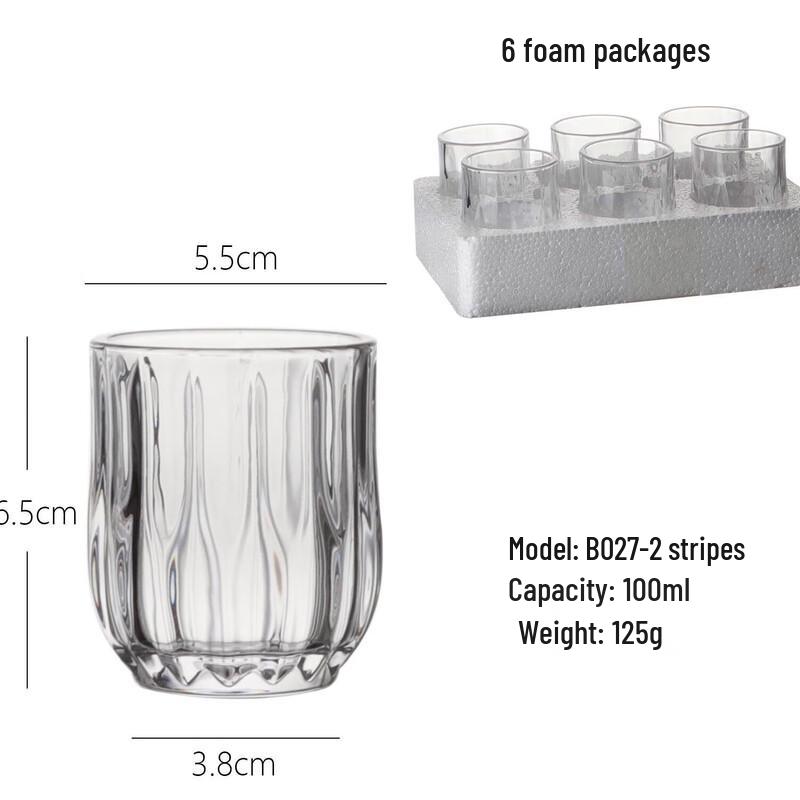 Set mit 3 gestreiften Whiskeygläsern