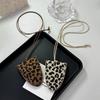 Portable Leopard Print Leather Neck Hanging Sunglasses Clip Glasses Chain Storage Necklace for Women Hanging Rope Sweater Chain