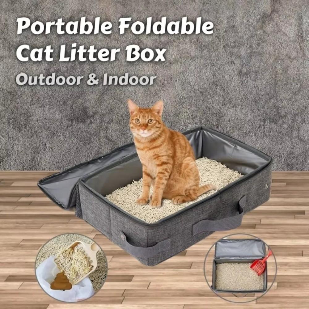 Waterproof Foldable Cat Litter Box Large Capacity Travel Litter Pan Mobile Cat Toilet  Going Out