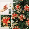 10Pcs with Clips Artificial Flowers for Christmas Tree Christmas Fake Flowers Pendant  Home Decor