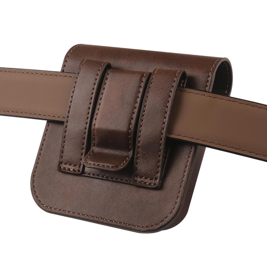 Luxury Leather Belt Clip Phone Case Men Waist Bag Cover For Samsung Z Flip6 Flip5 Moto Razr Oppo Vivo Tecno Honor Galaxy Flip 6 5 4 3 5G Holster Pouch