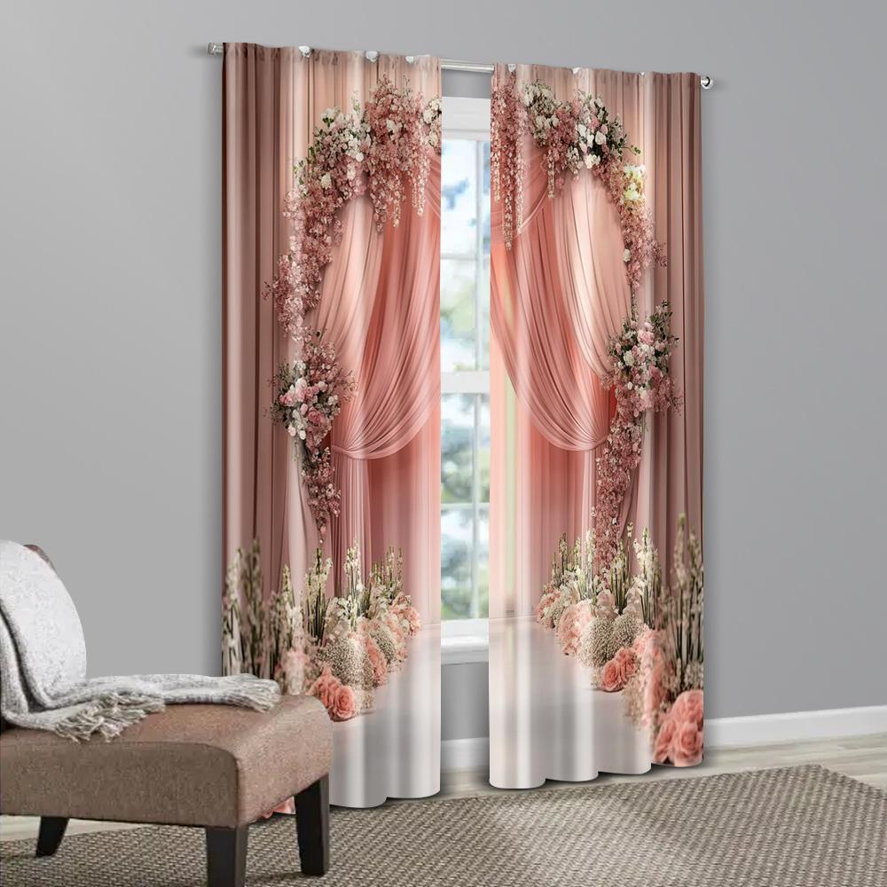 2pcs, Curtains&Drapes 2D Print Romantic Gentle Style Fabric (without Rod) Decorations For Home Use for Living Room, Bedroom,