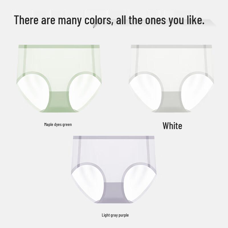 MiiOW Women's Ice Silk Seamless Antibacterial Briefs (3-Pack)