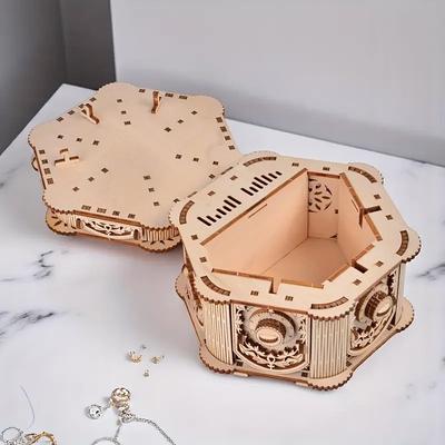 DIY 3D Treasure Box Wooden Puzzle Game Assembly Gift Gift Adult Building Blocks Treasure Box