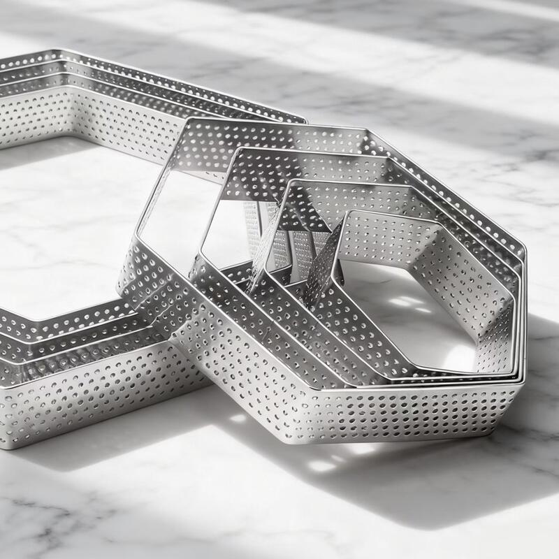 MDNG Hexagonal Perforated Mousse Ring Set
