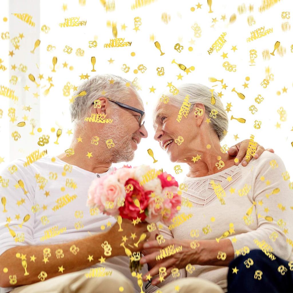 WILLBOND 3000 Pcs Gold 50th Anniversary Confetti Glitter Confetti Table Scatter Decorations for 50th Anniversary Wedding Birthday Party Decoration