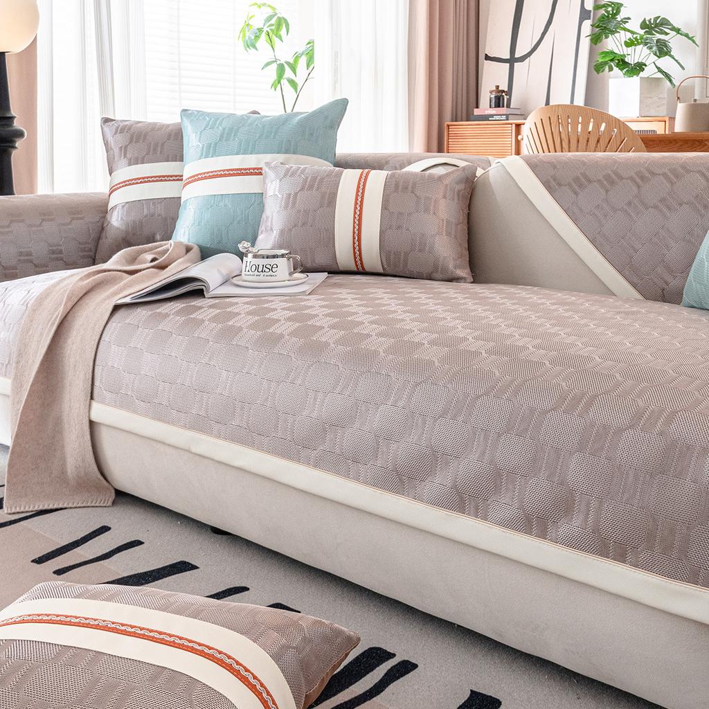Summer Cool Ice Silk Sofa Cushion Modern Simple Non-Slip Sofa Cover  New Seat Cushion Summer Mat