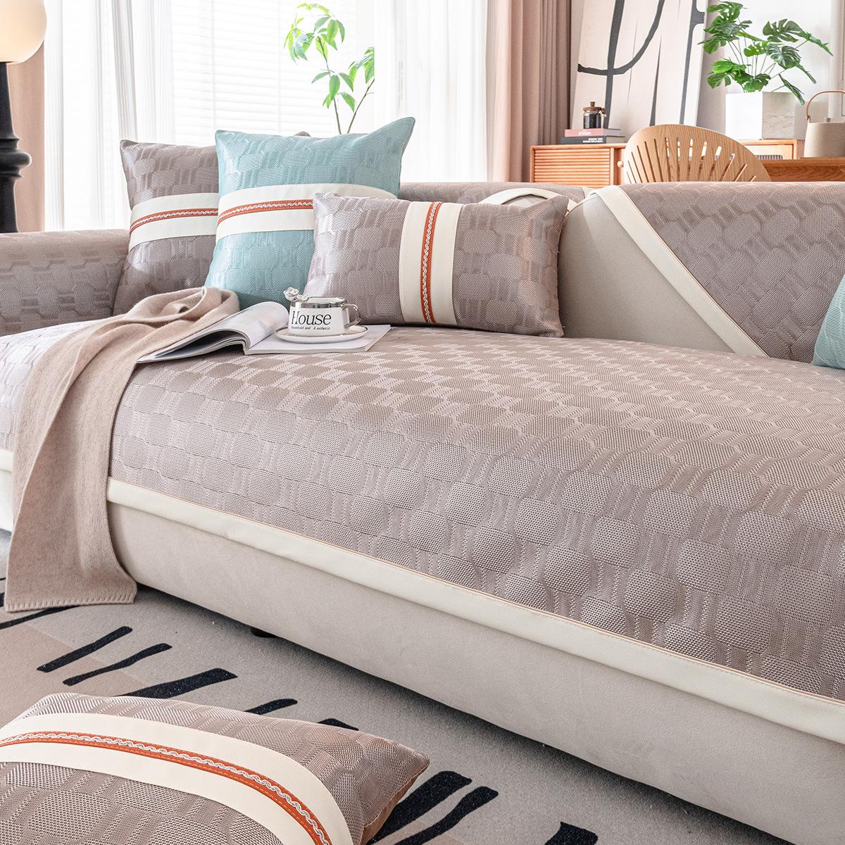 

Summer Cool Ice Silk Sofa Cushion Modern Simple Non-Slip Sofa Cover New Seat Cushion Summer Mat 70*70cm