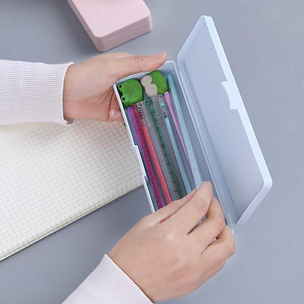 Plastic Pencil Case Snap Closure Lightweight Portable Simple Design Pen Box for Students Stationery