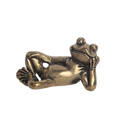 Mini Retro Lucky Brass Animal Frog Statue Ornament na biurko Śliczne biurko do pracy w domu Wykwintna dekoracyjna rzeźba kieszonkowa zabawka ręczna