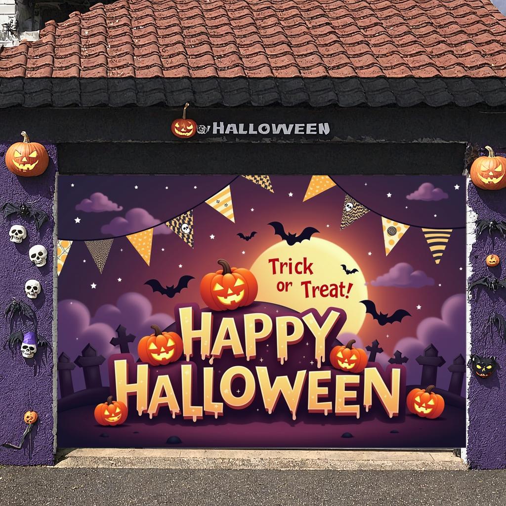 Trick Or Treat Banner Colorful Design Party Backdrop Pumpkin Banner Festive Banner For Themed Party Event Decor Outdoor