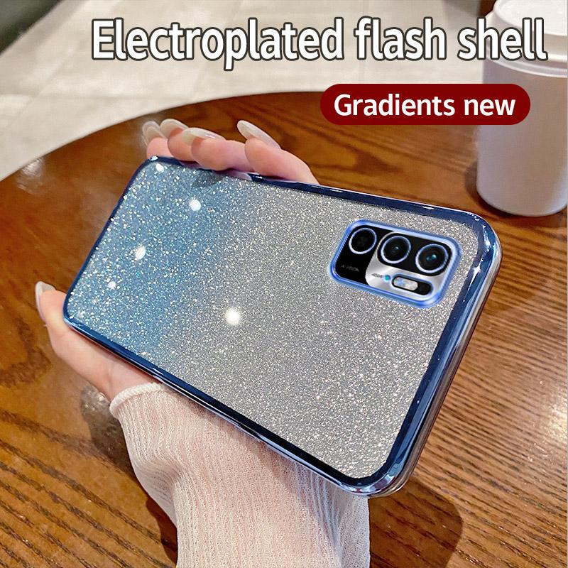 For Xiaomi Redmi Note10 5G Case Redmi Note 10T 5G Poco M3 Pro Phone Case Shiny Glitter Plating Camera Lens Soft Back Cover