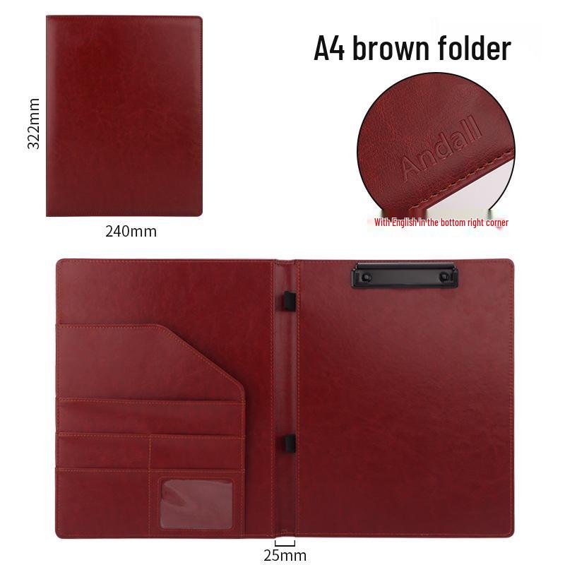 A4 Leather Business Portfolio Clipboard for Meetings & Contracts