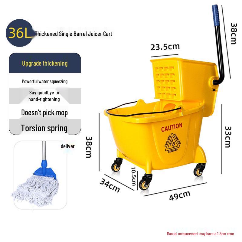 Durable Iron Wheeled Mop Bucket with Juicing Water Cart for Hotel Cleaning