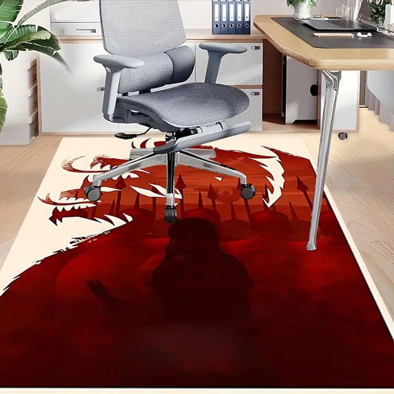 1pc Fire and Blood Office Carpet Chair Mats, Home Decor Mat | Fantasy Theme Mat | Durable Mat, Dragon DecorB02