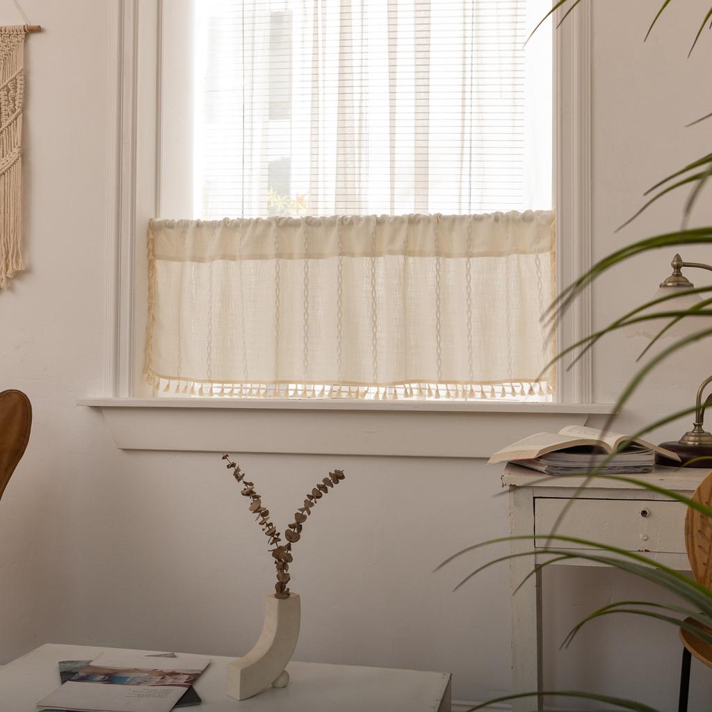 Cream Curtain Country Cottage Kitchen Small Curtain Rod Pocket Bathroom Bedroom Partition Curtain Cafe Curtain Curtain