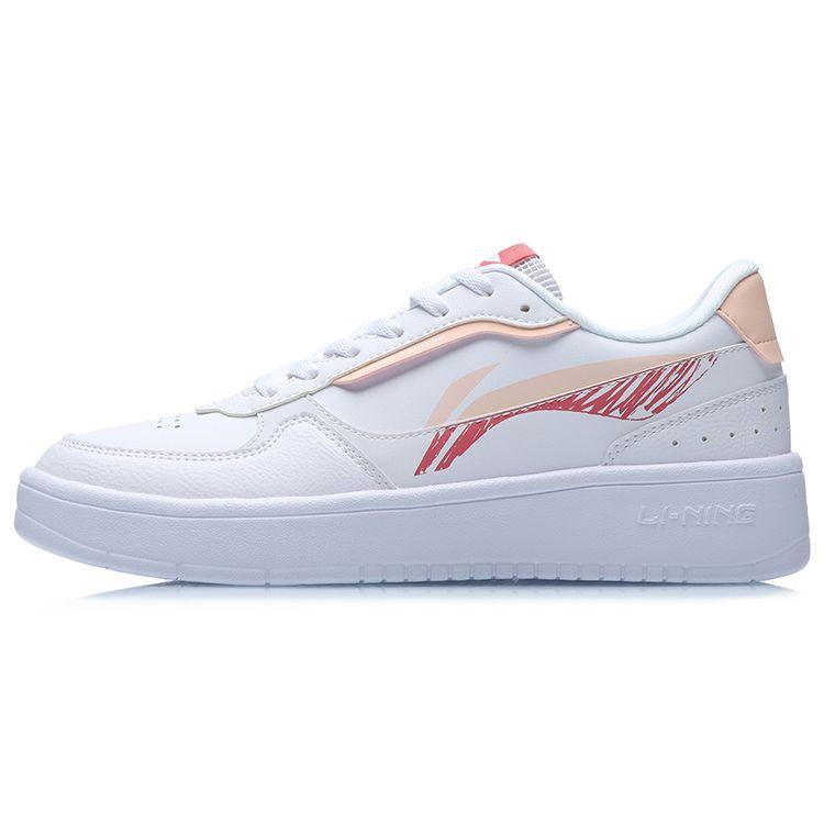 

Li-Ning Нескользящие дышащие легкие сбалансированные износостойкие низкие кроссовки для скейтбординга женские кроссовки белые абрикосово-красные AGCR198-2