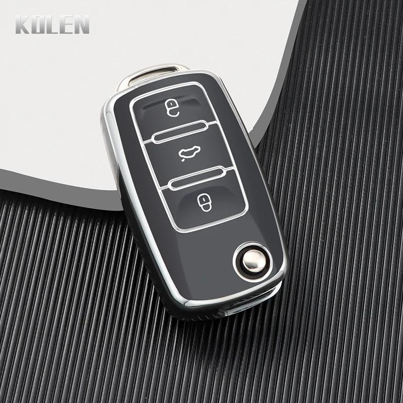 

New Tpu Car Flip Key Case Cover Shell For Volkswagen Vw Polo Golf Passat Tiguan Beetle Caddy T5 Up Skoda Octavia Seat Leon Altea