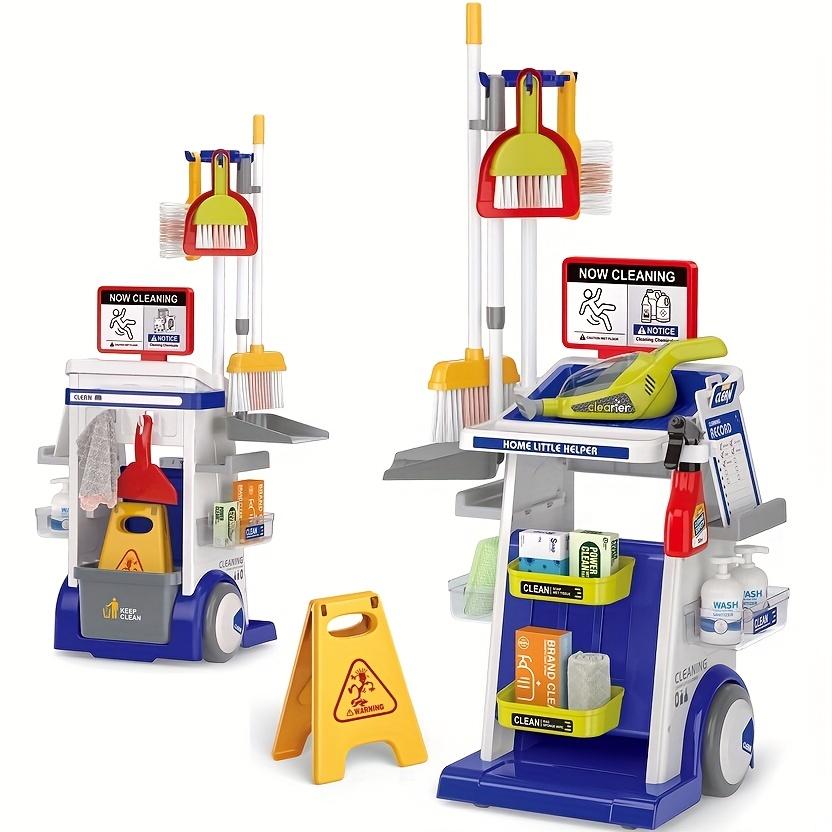 

Детский набор для уборки с пылесосом для малышей, съемные тележки для уборки, метла, ролевые игры, обучающий рождественский подарок синий