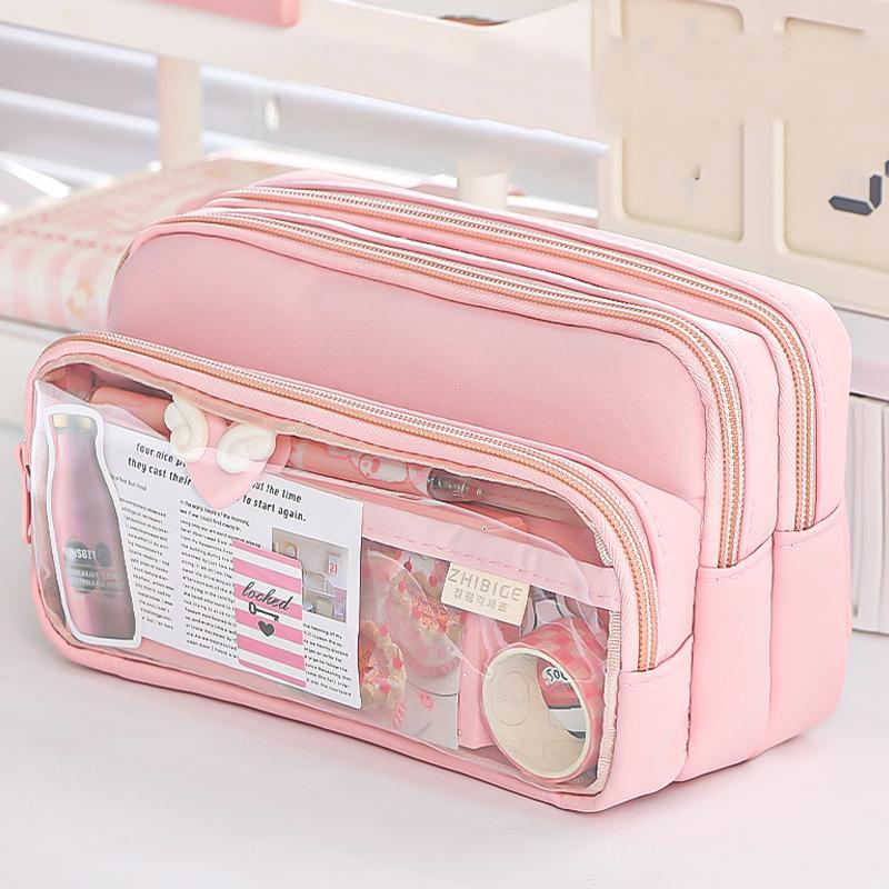 Capacity Pencil Case Stationery Pen Bag Beauty Bag Portable Cosmetic Storage Bag Back School