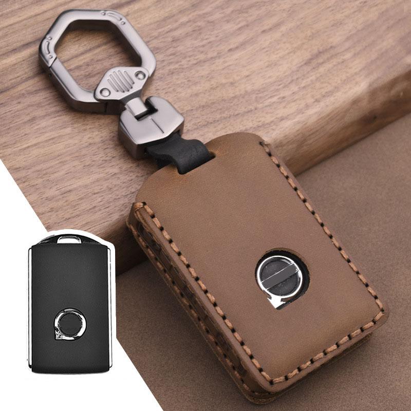 Leather Car Key Cover Case for Volvo S60 S90 XC40 XC60 XC90 V60 V90 Key Shell Protector Auto Accessory Ring Covers