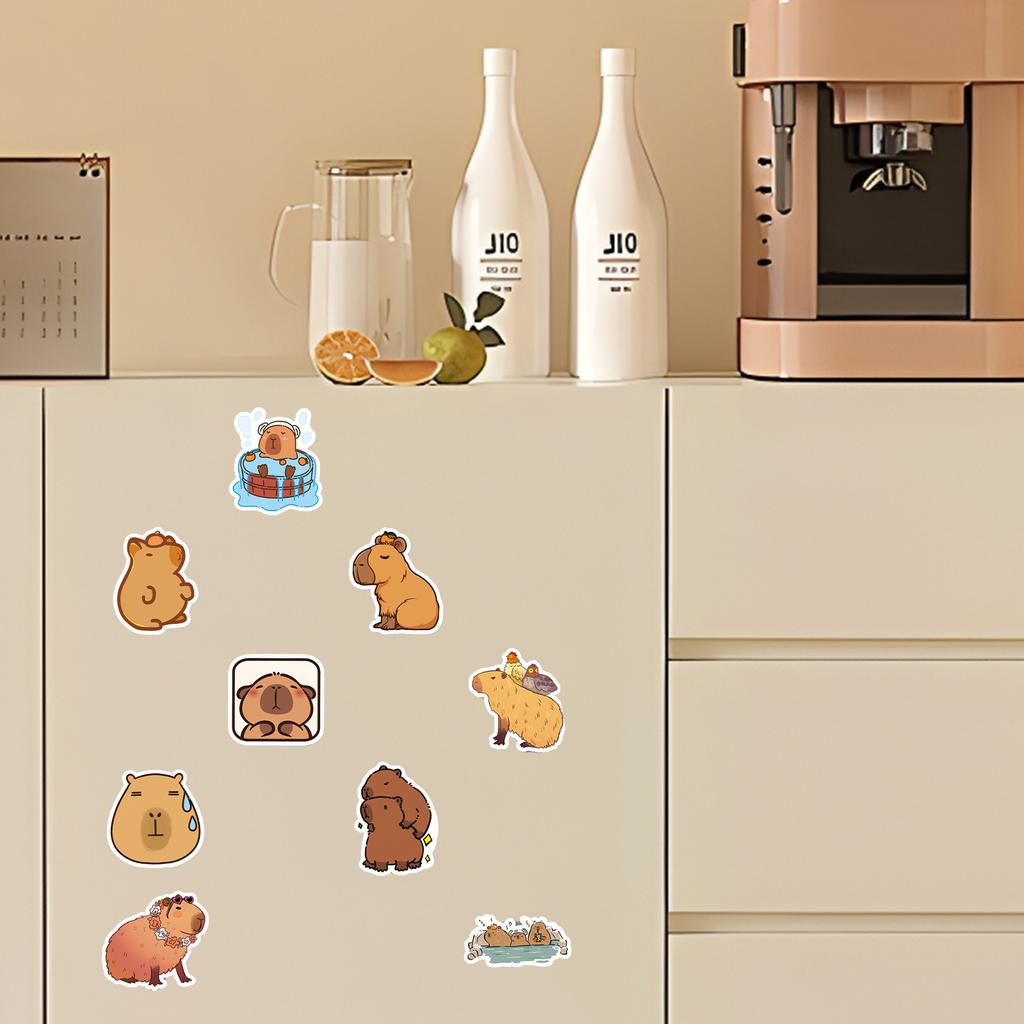 50Pcs Capybara Stickers Waterproof Cartoon Animal Decals Cute Cartoon Sticker for Water Bottle Skateboard Decor