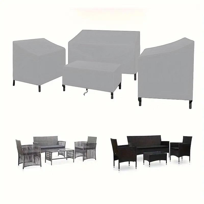 

4 шт./компл. Чехлы для садовой мебели, Сверхпрочные водонепроницаемые чехлы для уличной мебели, Ветрозащитные чехлы для плетеной уличной мебели