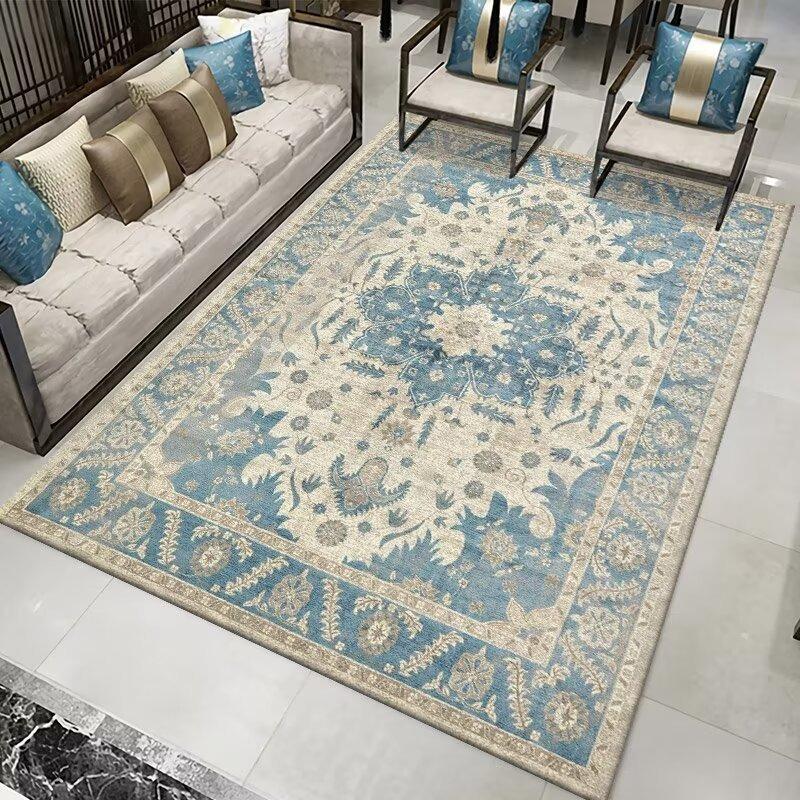 Vintage Wohnzimmerteppich Fußmatte Persischer Stil Imitation Kaschmir Gewaschene Rückseite Ethnischer Stil Teppich Kurzplüsch Großes Zuhause R