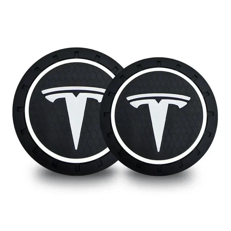 Car Sticker 2025 Hot Car Anti Slip Coaster Water Cup Slot Non-Slip Cushion For Tesla Model 3 Model X S 2016-2023 Model Y Decals