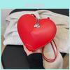 Borsa a Spalla a Forma di Cuore in PU per Ragazze con Chiusura a Zip e Tasca per Cellulare