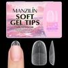 240Pcs Short Almond Soft Gel X Nail Tips Full Cover Coffin Stiletto Frosted Matte Fake Nails Press On Nails Diy Salon Manicure