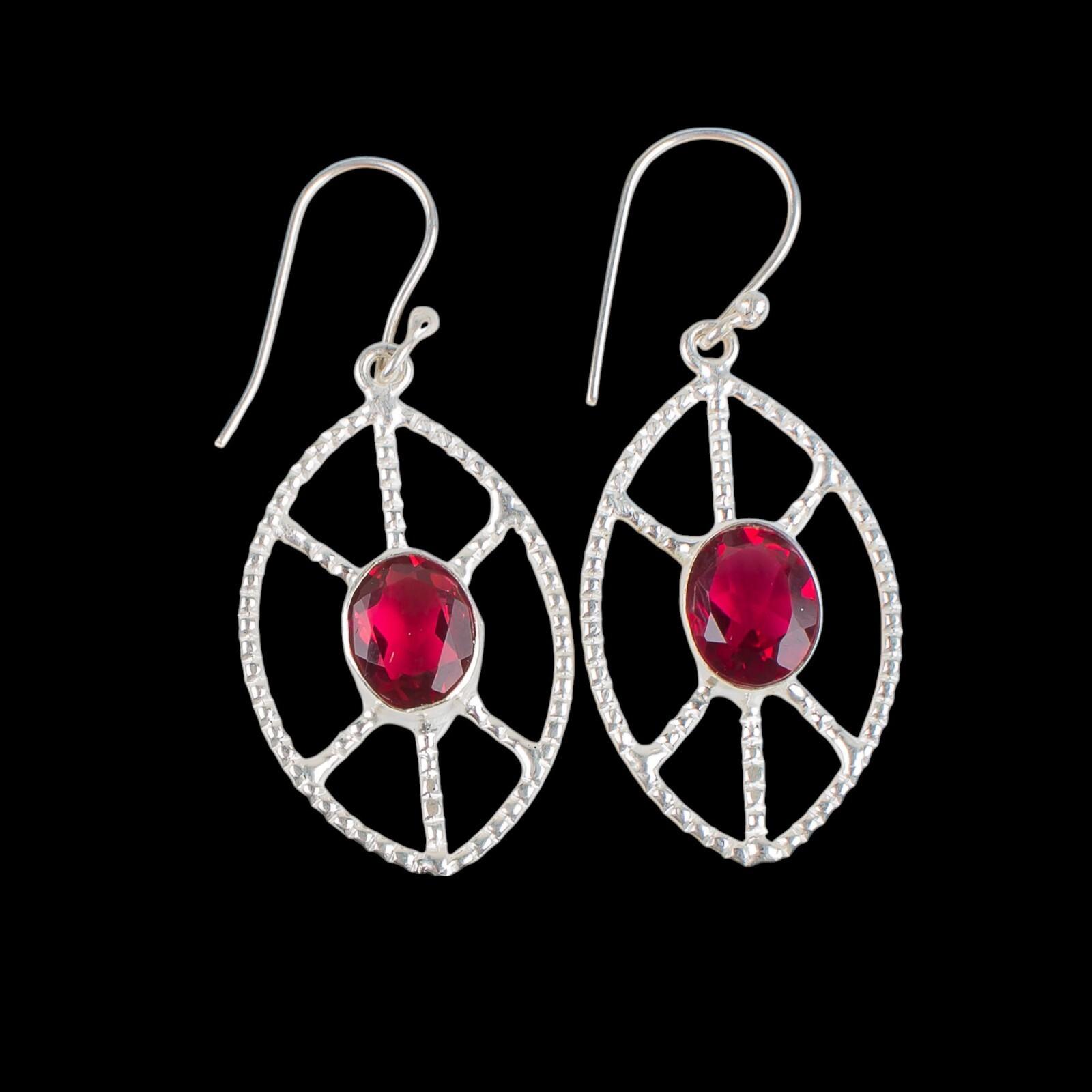 

Pink Rubellite Gemstone 925 Sterling Silver Jewelry Handmade Hook Earrings 2.00 EE-48-10