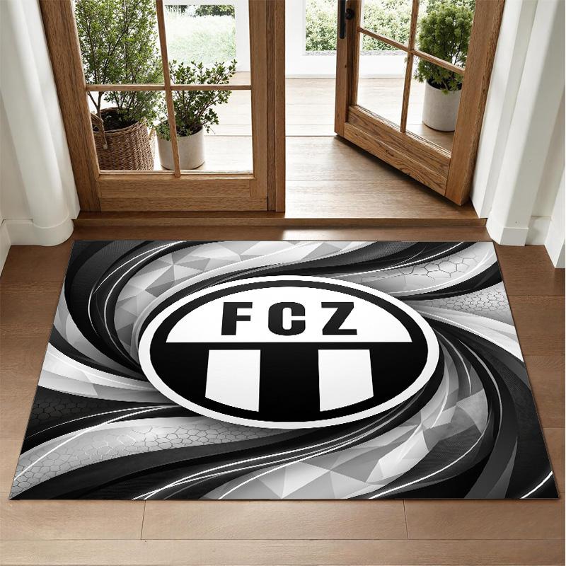 FC Zürich Design Crystal Velvet Rug Soft Decorative Mat for Bedroom Entrance