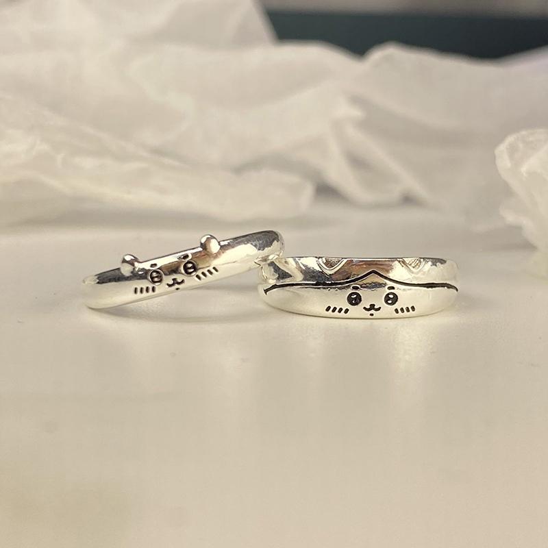 Japanischer Anime Kawaii Chiikawa Paarring Süße Cartoon Kreative Usagi Offener Verstellbarer Fingerring für Freundin Geburtstagsgeschenk